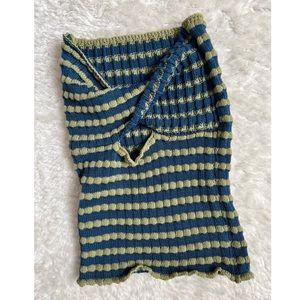 Crop Top Sleeveless Striped Print Ribbed Knit Stretchy Strapless Tube Top